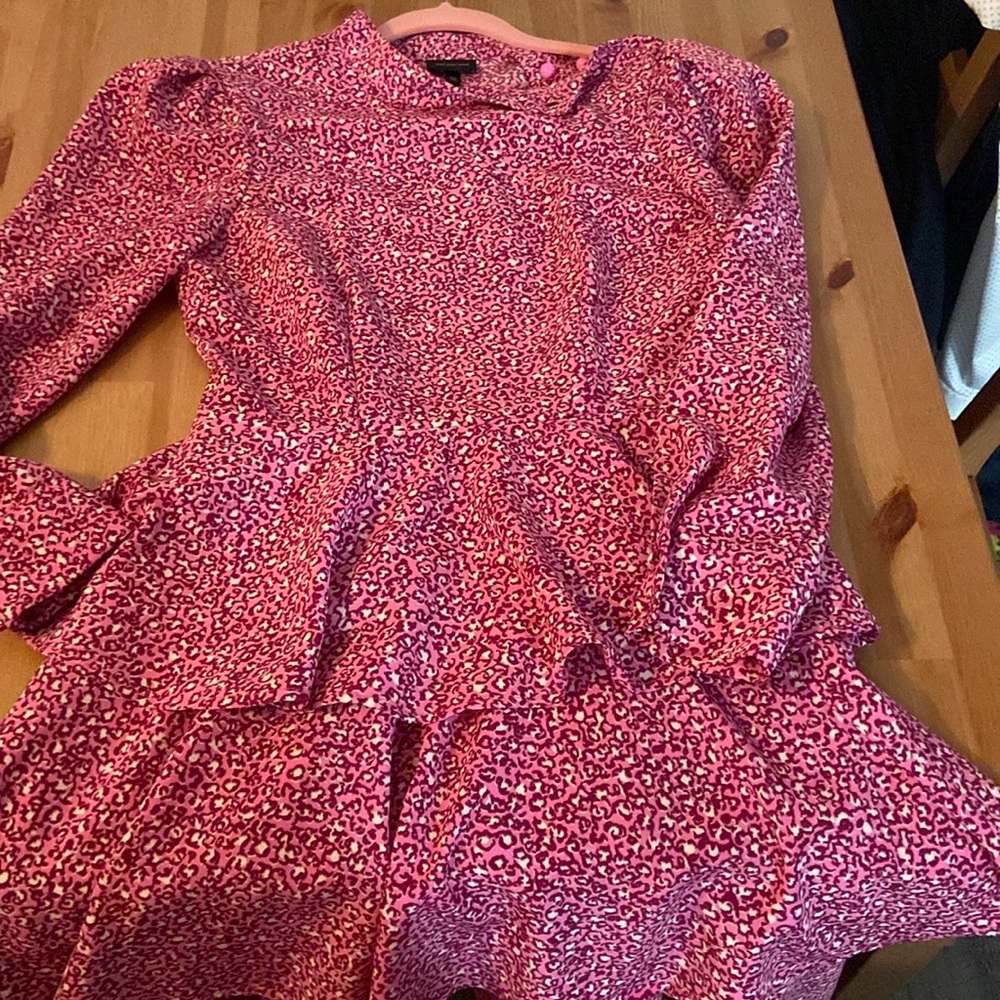 Pink leopard tiered dress